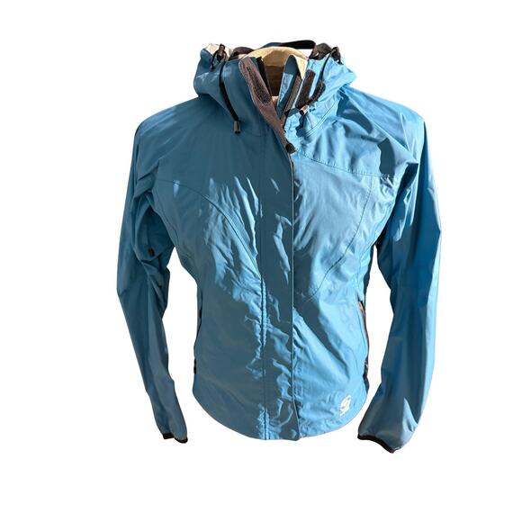 Loki S.O.L.V.E.D. N.Pac Women’s Small Blue Waterproof Packable Shell Jacket - Picture 1 of 6
